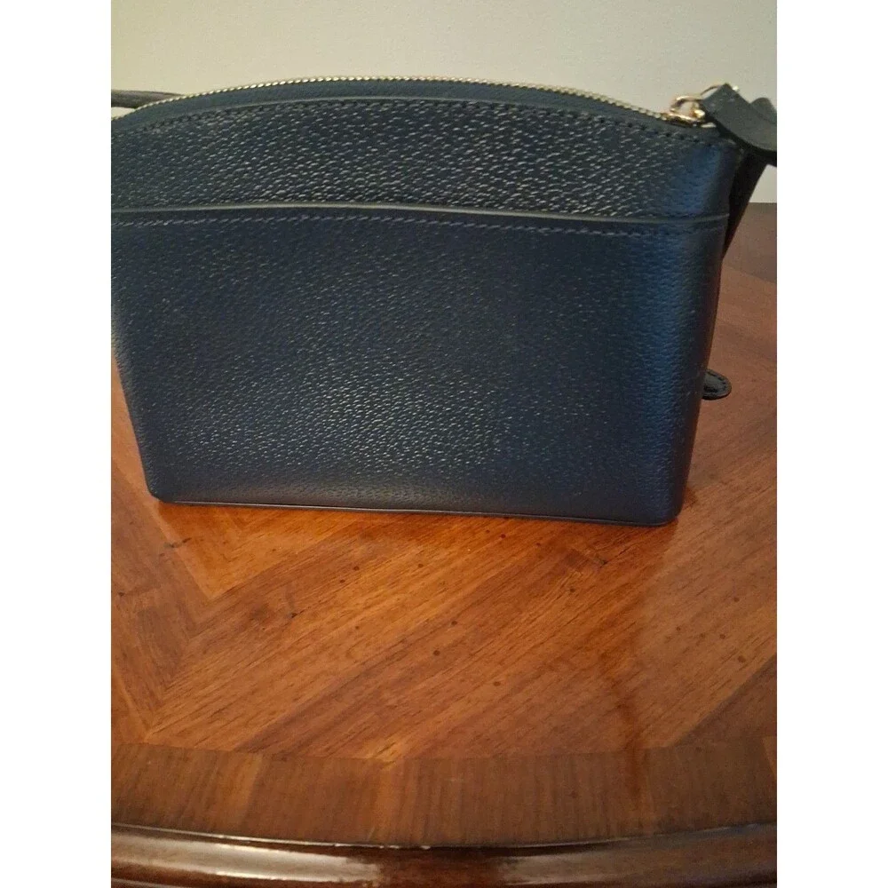 Kate Spade Leigh Navy Blue Pebbled Leather Crossbody Bag Silver Hardware